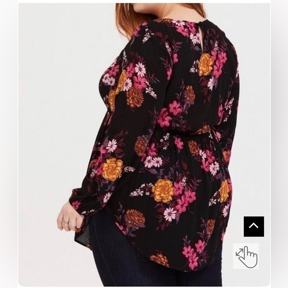 Torrid top blouse Babydoll Gauze Keyhole Front Tunic Top size 0‎ - Picture 2 of 12